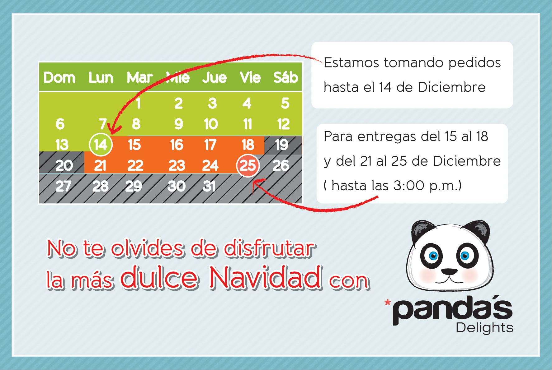 Ultimas fechas de Pedidos y entregas Diciembre 2015